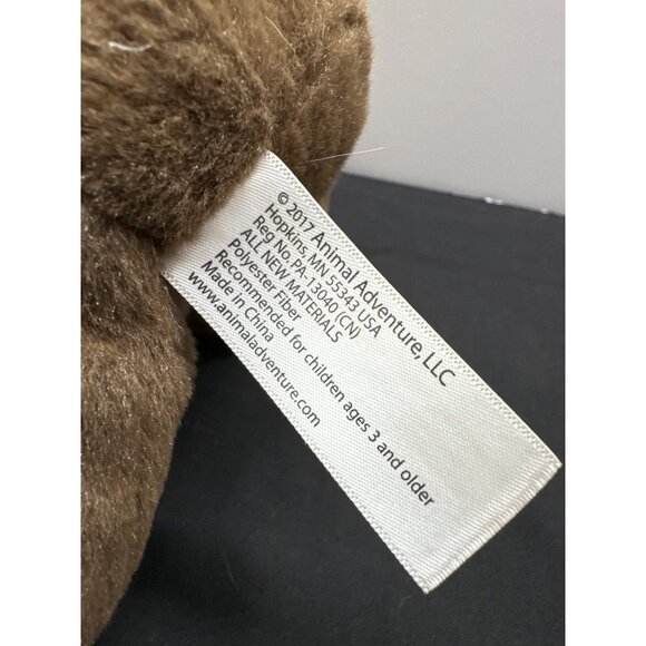Brown Plush Dog Stuffed Animal Toy With Red Bow By Animal Adventure - Picture 5 of 7